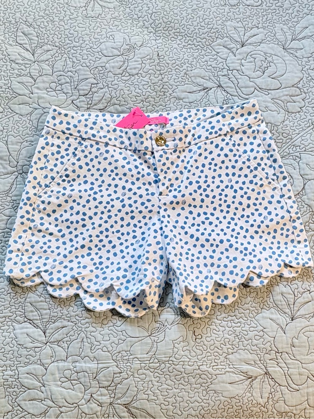 NWT Lilly Pulitzer Buttercup Stretch Shorts Zanzibar Blue Inverse Scalloped~4🧡 - Picture 11 of 11